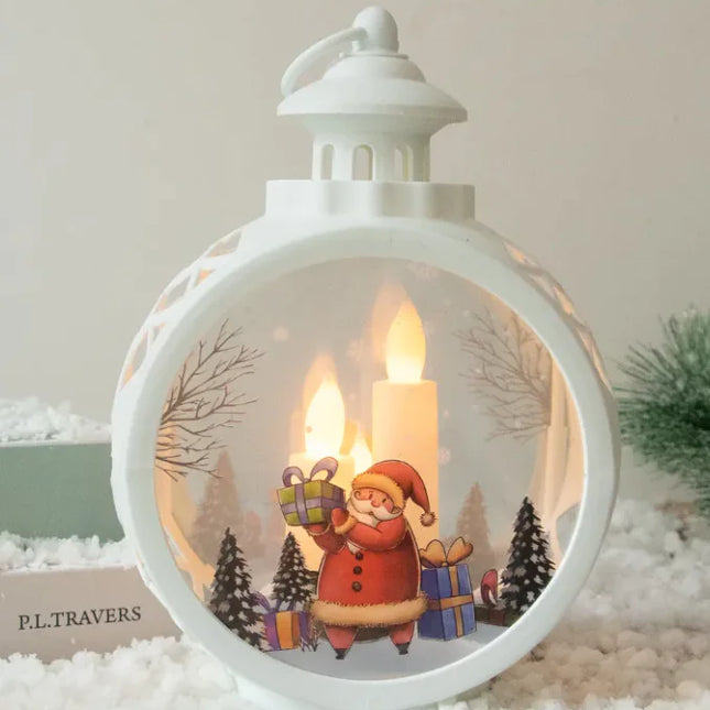 Elegant Christmas Decor Ornaments | Classic Santa & Snowman Holiday Glass Lanterns