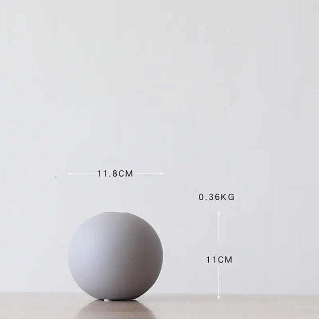 Nordic Ceramic Vase – Minimalist Round Decorative Flower Pot