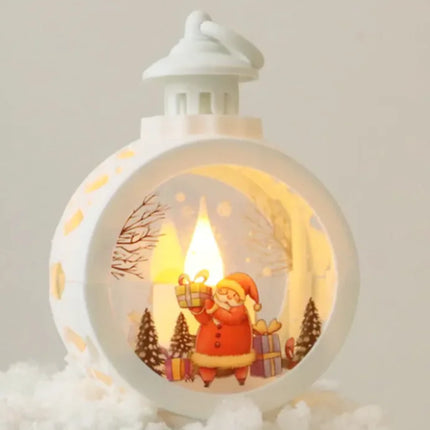 Elegant Christmas Decor Ornaments | Classic Santa & Snowman Holiday Glass Lanterns