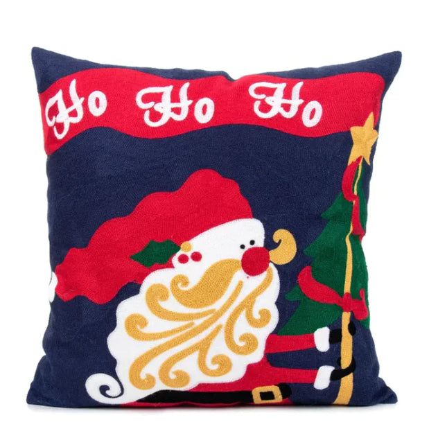 Classic Embroidered Christmas Pillow Cover | Festive Farmhouse Holiday Decor