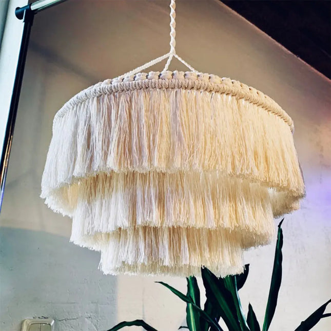 Handcrafted Bohemian Tapestry Lampshade | Unique Macrame Tassel Nordic Boho Decor