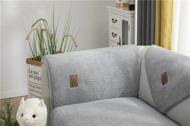 Ultra-Soft Sherpa Fleece Sofa Cover | Plush Non-Slip Couch Slipcover