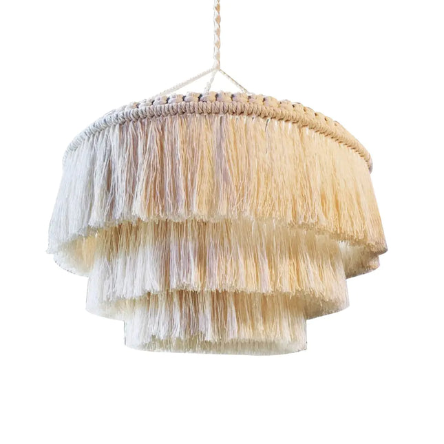 Handcrafted Bohemian Tapestry Lampshade | Unique Macrame Tassel Nordic Boho Decor