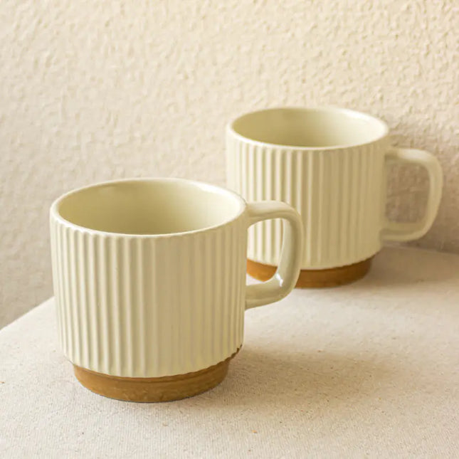 Creative Retro Embossed Ceramic Stacking Coffee Mug