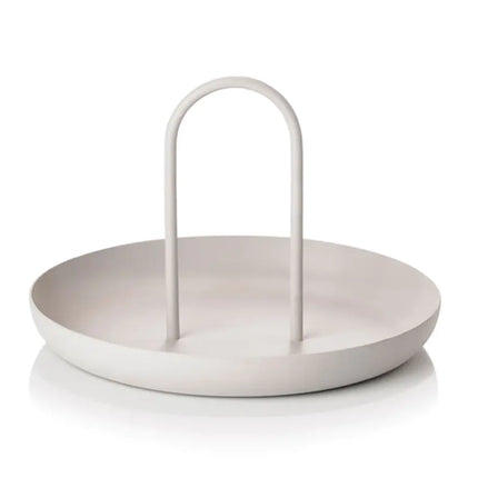 Nordic Minimalist Round Handle Tray | Modern Storage & Decorative Coffee Table Accent (20cm)