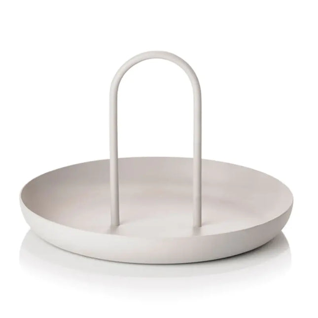 Nordic Minimalist Round Handle Tray | Modern Storage & Decorative Coffee Table Accent (20cm)