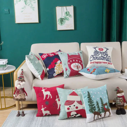 Classic Embroidered Christmas Pillow Cover | Festive Farmhouse Holiday Decor