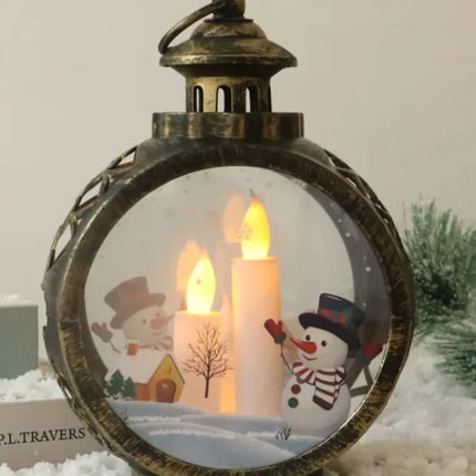 Elegant Christmas Decor Ornaments | Classic Santa & Snowman Holiday Glass Lanterns