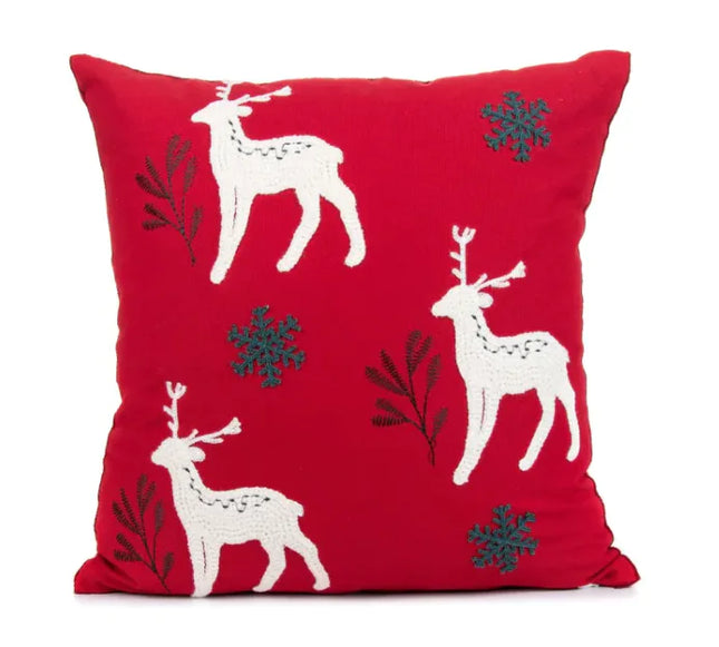 Classic Embroidered Christmas Pillow Cover | Festive Farmhouse Holiday Decor
