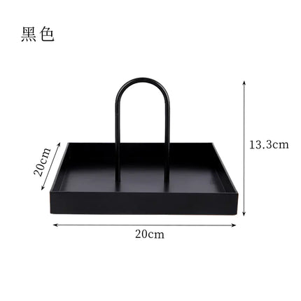 Nordic Minimalist Round Handle Tray | Modern Storage & Decorative Coffee Table Accent (20cm)