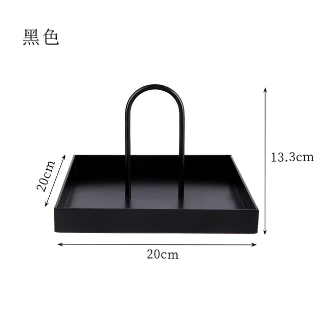 Nordic Minimalist Round Handle Tray | Modern Storage & Decorative Coffee Table Accent (20cm)