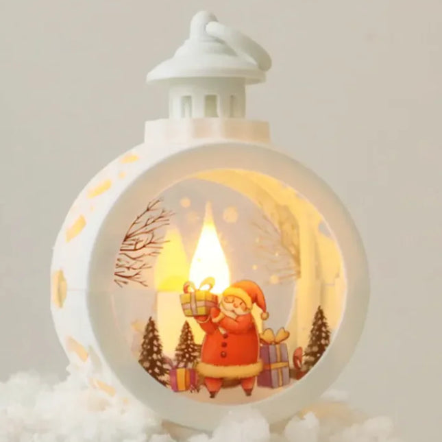 Elegant Christmas Decor Ornaments | Classic Santa & Snowman Holiday Glass Lanterns