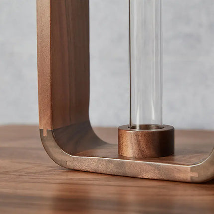 Minimalist Glass & Wood Propagation Vase | Zen Style Hydroponic Terrarium