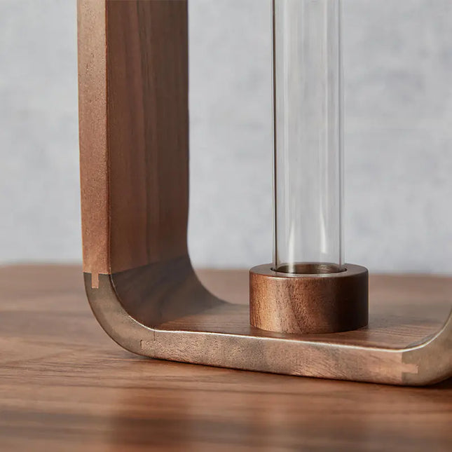 Minimalist Glass & Wood Propagation Vase | Zen Style Hydroponic Terrarium