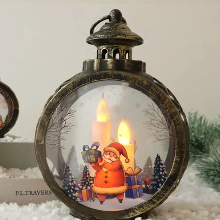 Elegant Christmas Decor Ornaments | Classic Santa & Snowman Holiday Glass Lanterns