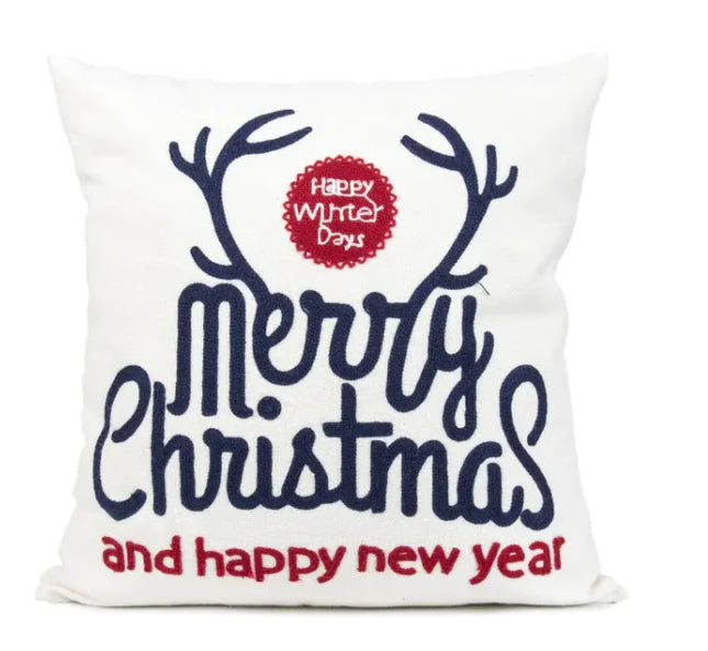 Classic Embroidered Christmas Pillow Cover | Festive Farmhouse Holiday Decor