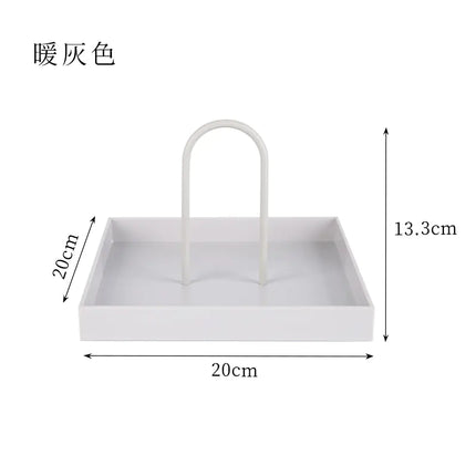 Nordic Minimalist Round Handle Tray | Modern Storage & Decorative Coffee Table Accent (20cm)