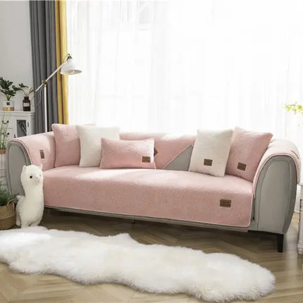 Ultra-Soft Sherpa Fleece Sofa Cover | Plush Non-Slip Couch Slipcover