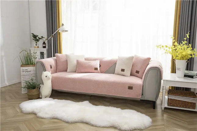 Ultra-Soft Sherpa Fleece Sofa Cover | Plush Non-Slip Couch Slipcover