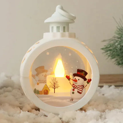 Elegant Christmas Decor Ornaments | Classic Santa & Snowman Holiday Glass Lanterns