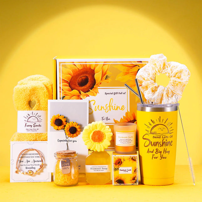 Sunshine & Hugs Care Package Gift Basket for Women | Luxury 8-in-1 Self-Care Set