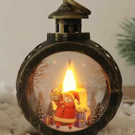 Elegant Christmas Decor Ornaments | Classic Santa & Snowman Holiday Glass Lanterns
