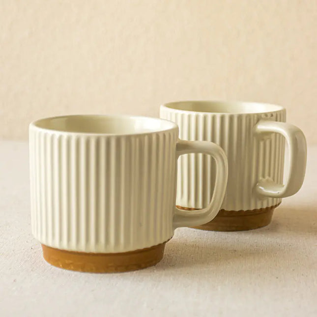 Creative Retro Embossed Ceramic Stacking Coffee Mug