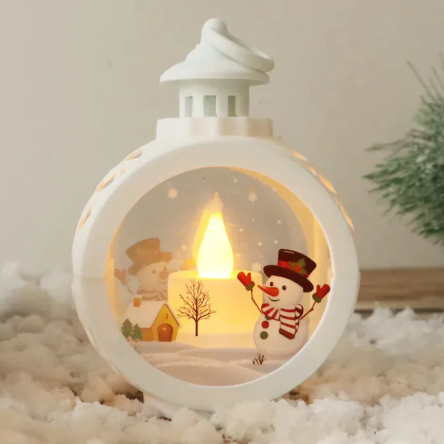 Elegant Christmas Decor Ornaments | Classic Santa & Snowman Holiday Glass Lanterns