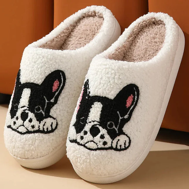 Cute Bulldog Cozy Slippers | Plush Non-Slip Animal House Shoes