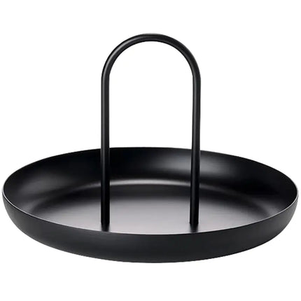 Nordic Minimalist Round Handle Tray | Modern Storage & Decorative Coffee Table Accent (20cm)