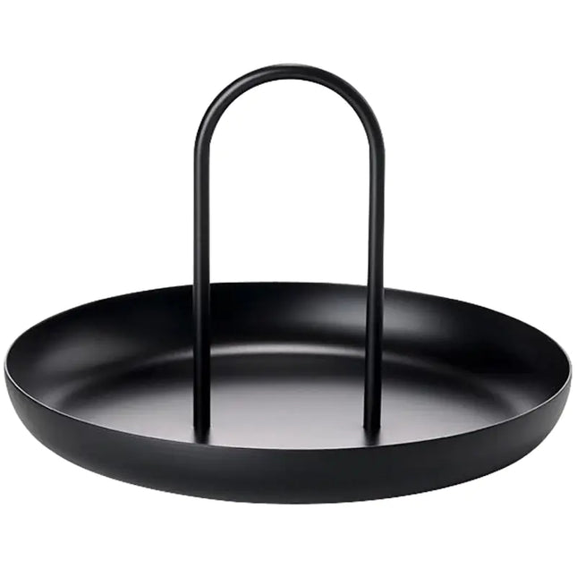 Nordic Minimalist Round Handle Tray | Modern Storage & Decorative Coffee Table Accent (20cm)
