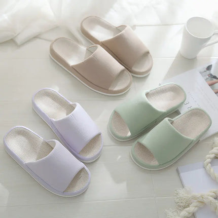 Couple Linen Slippers – Breathable Summer Indoor & Outdoor Slides