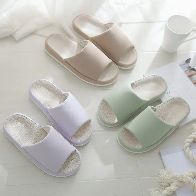 Couple Linen Slippers – Breathable Summer Indoor & Outdoor Slides