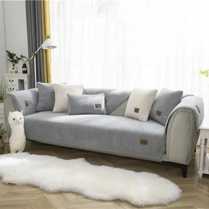 Ultra-Soft Sherpa Fleece Sofa Cover | Plush Non-Slip Couch Slipcover