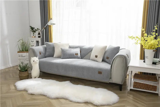 Ultra-Soft Sherpa Fleece Sofa Cover | Plush Non-Slip Couch Slipcover