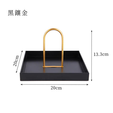 Nordic Minimalist Round Handle Tray | Modern Storage & Decorative Coffee Table Accent (20cm)