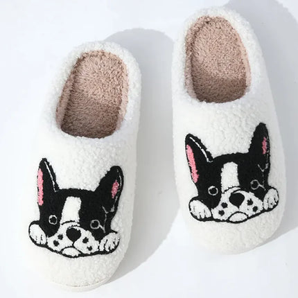 Cute Bulldog Cozy Slippers | Plush Non-Slip Animal House Shoes