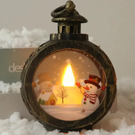 Elegant Christmas Decor Ornaments | Classic Santa & Snowman Holiday Glass Lanterns