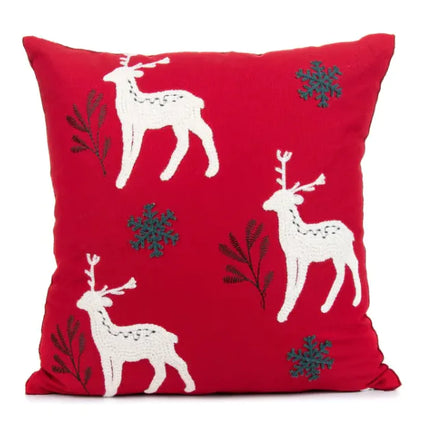 Classic Embroidered Christmas Pillow Cover | Festive Farmhouse Holiday Decor