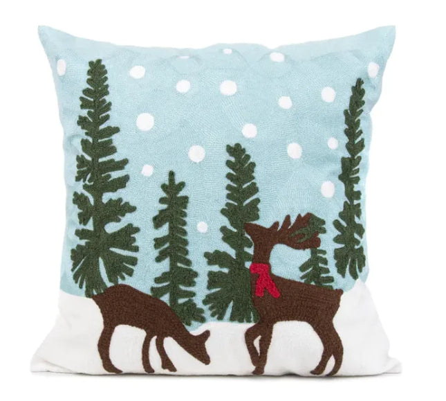 Classic Embroidered Christmas Pillow Cover | Festive Farmhouse Holiday Decor