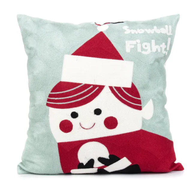 Classic Embroidered Christmas Pillow Cover | Festive Farmhouse Holiday Decor