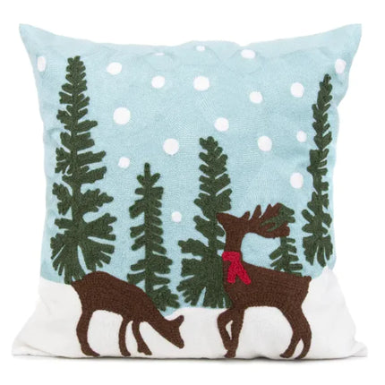 Classic Embroidered Christmas Pillow Cover | Festive Farmhouse Holiday Decor