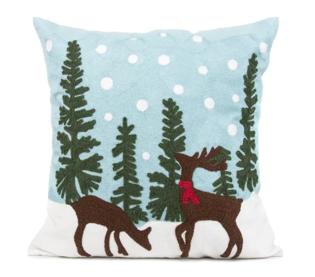 Classic Embroidered Christmas Pillow Cover | Festive Farmhouse Holiday Decor
