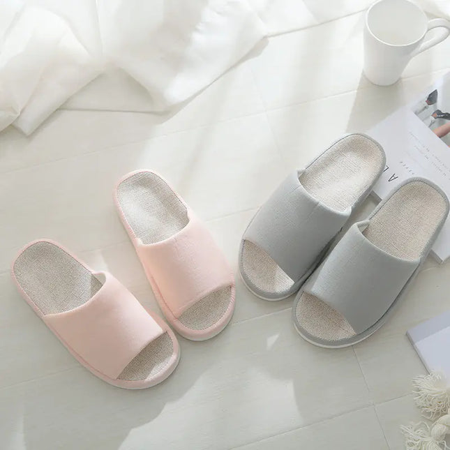 Couple Linen Slippers – Breathable Summer Indoor & Outdoor Slides