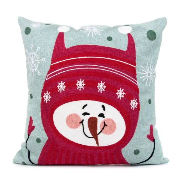 Classic Embroidered Christmas Pillow Cover | Festive Farmhouse Holiday Decor