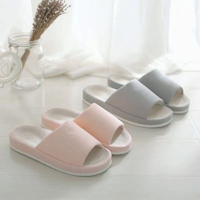 Couple Linen Slippers – Breathable Summer Indoor & Outdoor Slides