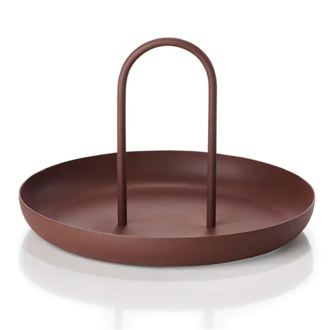 Nordic Minimalist Round Handle Tray | Modern Storage & Decorative Coffee Table Accent (20cm)