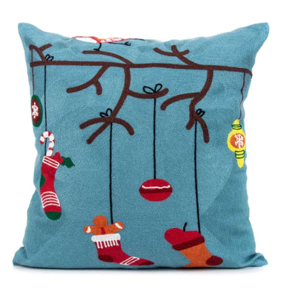 Classic Embroidered Christmas Pillow Cover | Festive Farmhouse Holiday Decor