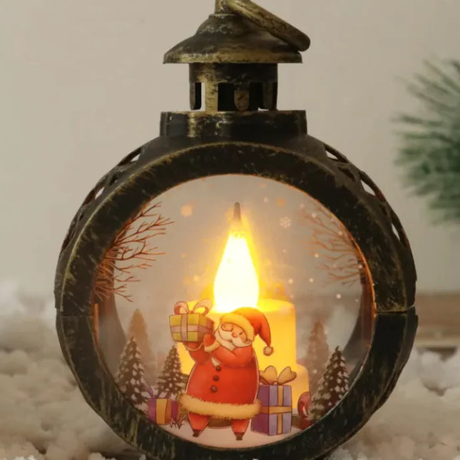 Elegant Christmas Decor Ornaments | Classic Santa & Snowman Holiday Glass Lanterns