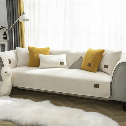 Ultra-Soft Sherpa Fleece Sofa Cover | Plush Non-Slip Couch Slipcover
